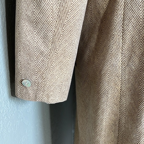 Camel color lightweight trench longline coat duster Vintage Union Made in USA - Picture 9 of 17